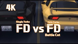 [ Initial D ] Keisukes' FD vs Kyoko's Single Turbo FD | Upscaled 4K