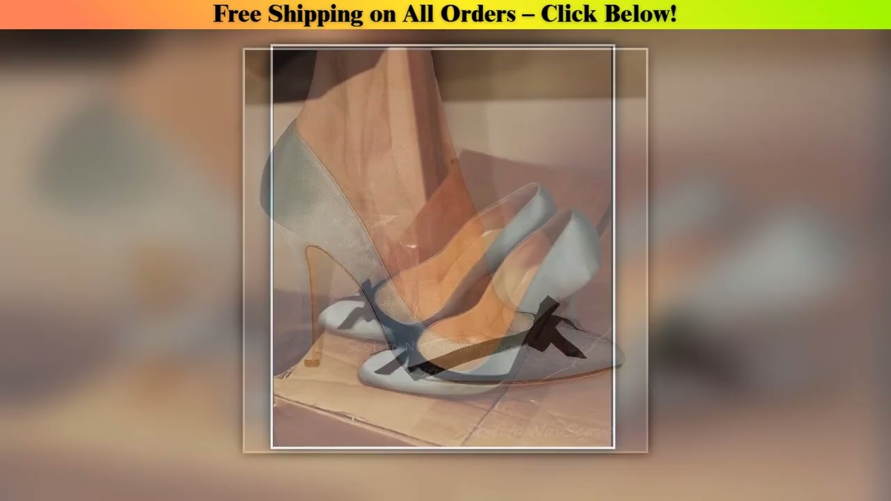 Pointed Toe Blue Satin Pumps with Black Bow Decor Stiletto Heels Summer Fashion Women Dress Casual