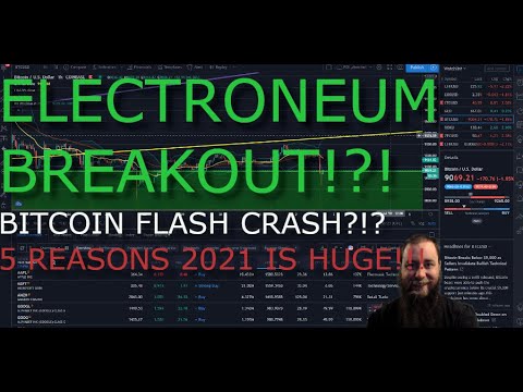 BITCOIN FLASH CRASH!!! ELECTRONEUM BREAKOUT!!! 5 REASONS ...