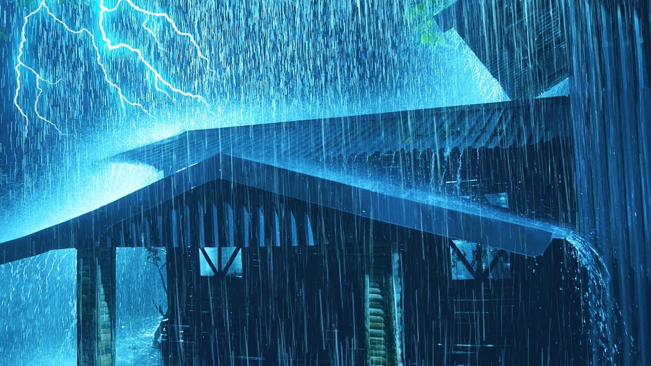 Rain Sound for Deep Sleep ⚡ Severe Thunderstorm Night With Heavy Rain ...