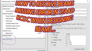 HOW TO RESOLVE BEAMS MISSING ERROR IN RCDC WHEN DESIGNING BEAMS..