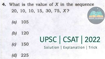 What is the value of X in the sequence 20, 10, 10, 15, 30, 75, X #upsc #csat #maths #reasoning
