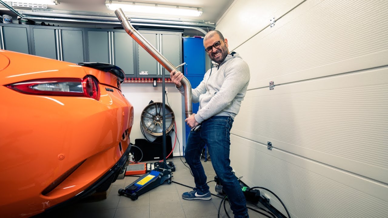 Catless and resonator deleted midpipe installation with Ulter sport exhaust system-Mazda MX5 ND ND2