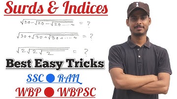 Surds & Indices | Important Questions Solve With Tricks| WBPSC|WBP|CHSL|CGL|RAIL| Maths by Kiran Sir