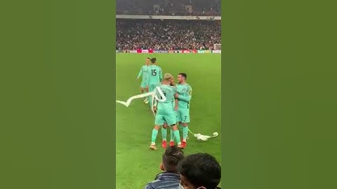Crystal Palace and Brighton fans kicking off after Neil Maupay's late goal in Palace 1-1 Brighton