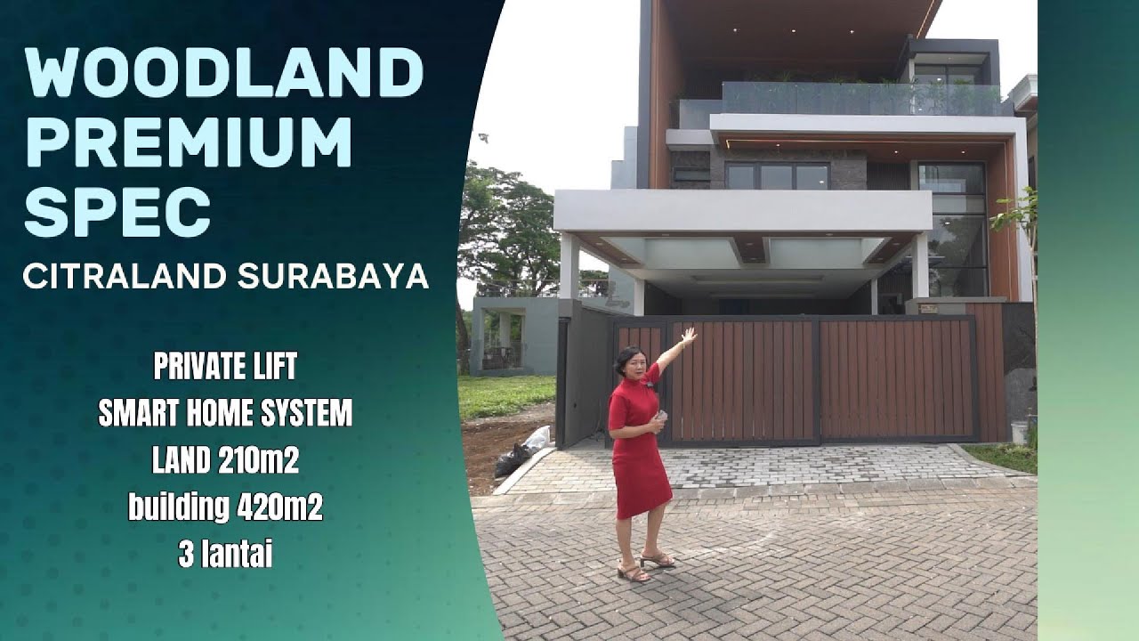 Premium spec Citraland Surabaya rumah 3 lantai dengan private lift, Smart home system brand new
