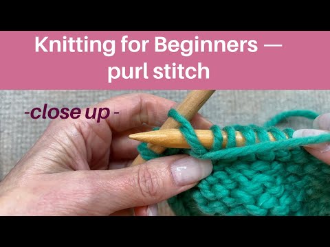 Knitting for Beginners--Knit stitch- Close up 