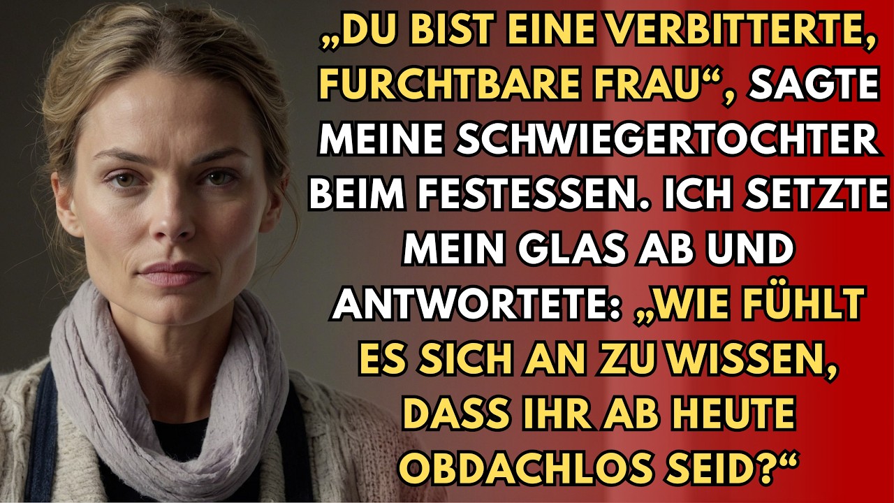 Der Gänsebraten stand dampfend auf dem Tisch, als meine Schwiegertochter mich vor ihrer gesamten Familie als „verbitterte, furchtbare Frau“ bezeichnete. Zwei Jahre lang hatte ich sie und meinen...