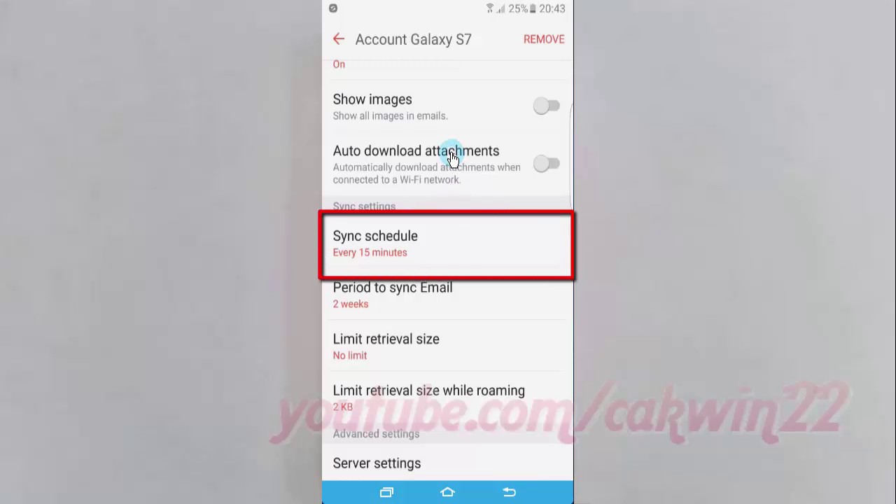sync email on samsung s7 manual sync schedule