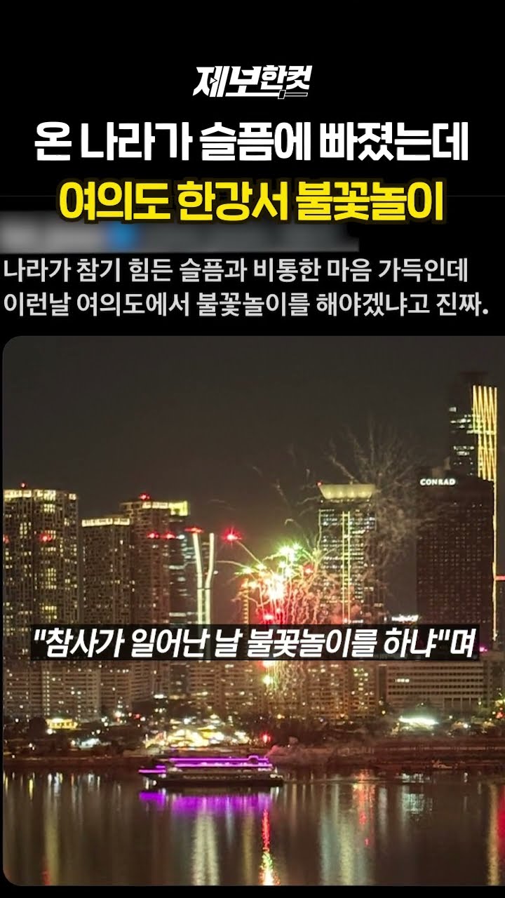 온 나라가 슬픔에 빠졌는데…여의도 한강서 불꽃놀이 '펑펑' [제보한컷] #shorts / YTN
