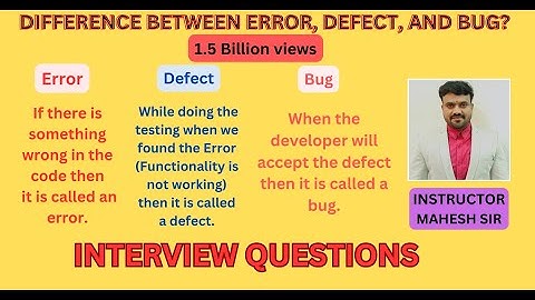 Error Defect and Failure in Testing| Error | Defect | Bug | error defect and failure in Hindi