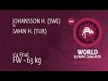 1/4 FW - 63 kg: H. SAHIN (TUR) df. H. JOHANSSON (SWE) by FALL, 9-0