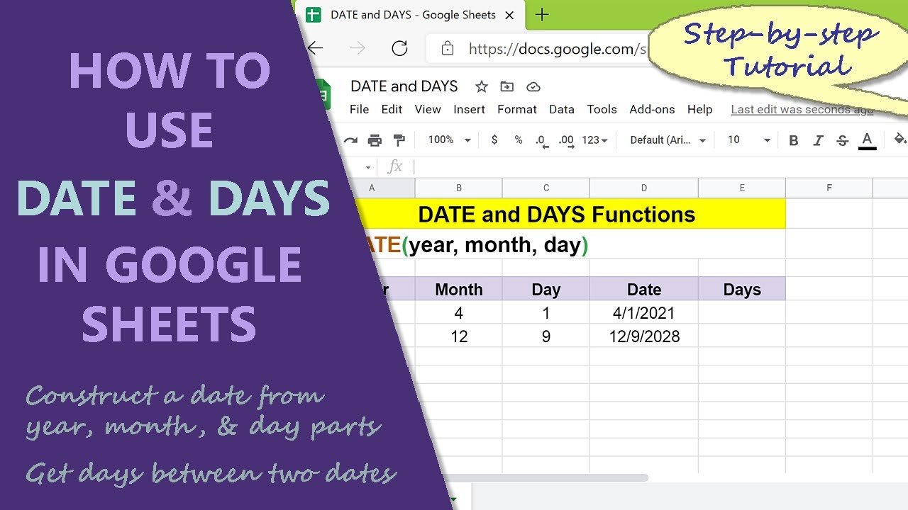 Google Sheets DATE Function DAYS Function Construct Date Google Sheets DATE Function DAYS Function Construct Date