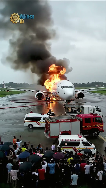 Pesawat Terbakar Di bandara - Visualisasi AI