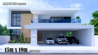 Modern House Design | 2 Storey House | 15m x 19m with 6 Bedrooms