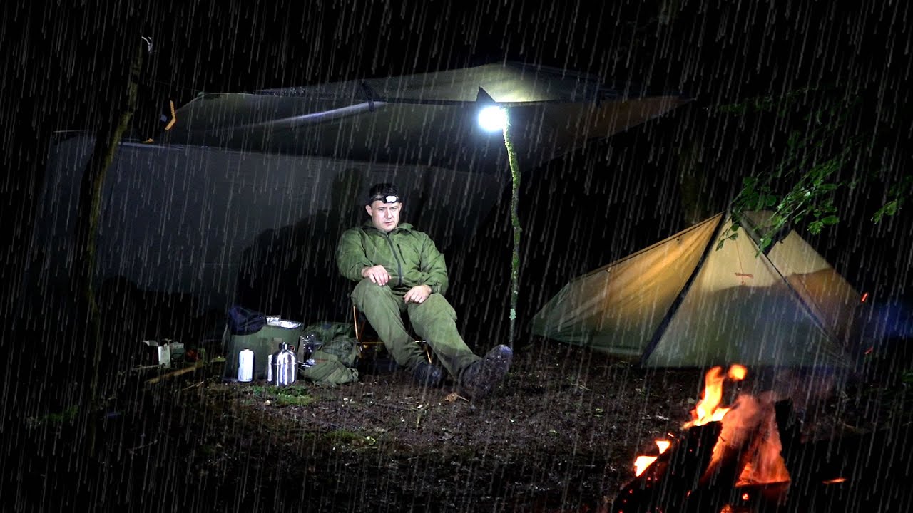 Solo CAMPING in the RAIN with TENT and TARP UK YouTube