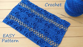 Обалденный ЦВЕТОЧНЫЙ УЗОР КРЮЧКОМ подробное вязание МК 🌸 SUPER EASY flower Pattern Crochet