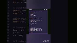 Swap two numbers using temporary variable in C. #cpp #c#cprogramming #coding #code#coder #cprogram