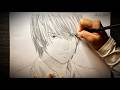 Lineart Light Yagami (Death Note) | Hand Drawn Graphite Art: Mastering Shading