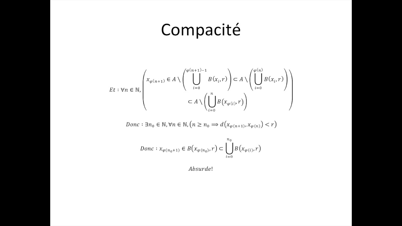 Formule Compacite Espaces métriques partie 21 : Compacité - YouTube