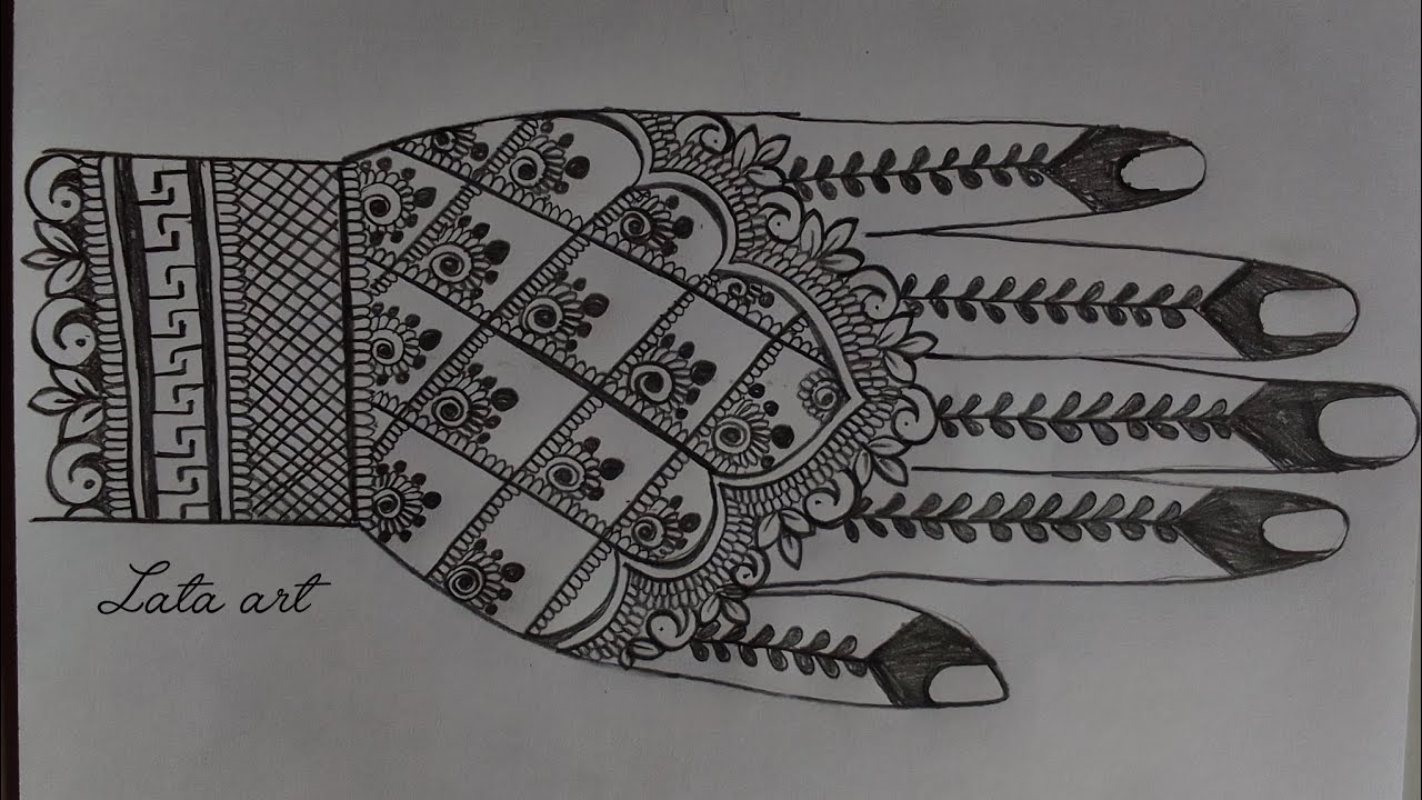 Easy bridal mehndi design / mehndi design with pencil / mehndi design pencil drawing for beginners 