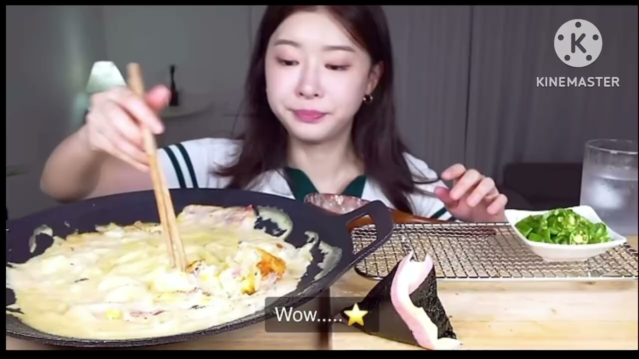 ASMR MUKBANG!Spicy Bacon 🥓 cream vdon Triangle kimbap & crispy potato 🥔 croquetters