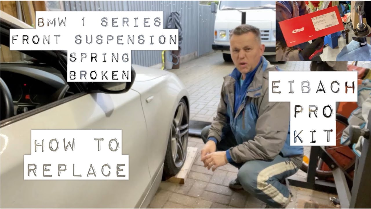 Bmw 1 Series E82 Broken Front Suspension Spring, Fitting Eibach Pro Kit Lowering Springs. coupe
