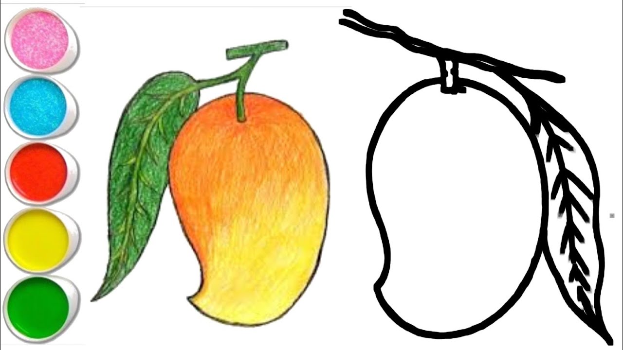 How to Draw and Color a Mango for Kids | Learn Step by Step Drawing -  YouTube