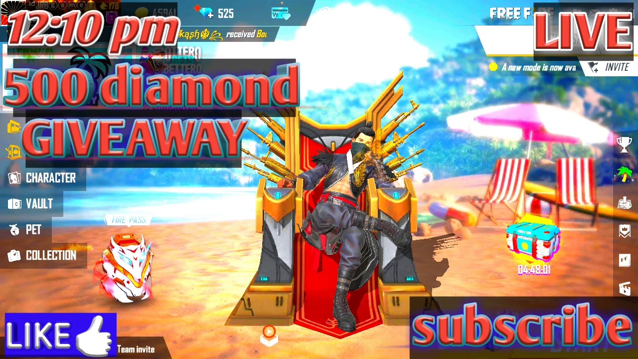 Free fire giveaway 500 diamond 12:10 pm 05/06/2020 - YouTube