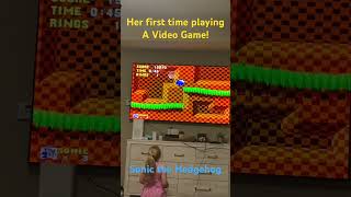 Her first Video Game! My little Rage Quitter n Sonic!