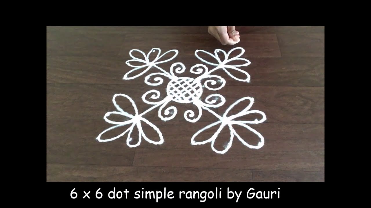 6 x 6 dot simple easy beautiful rangoli design by Gauri || simple and ...