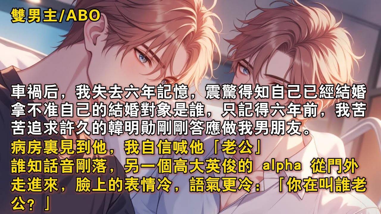 【完結雙男主】車禍後，我失去六年記憶，震驚得知自己已經結婚。病房見到苦苦追求剛答應做我男朋友的韓明勳，我自信喊他「老公」。誰知話音剛落，另一個高大英俊的 alpha 從門外走進來，「你在叫誰老公？」