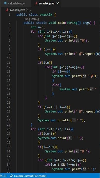 Swastik pattern | Java | Pattern #java #patterns #swastik #learnjava # ...