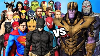 SUPERHEROES vs VILLAINS  -  The Avengers, X-Men, Guardians, Justice League vs Thanos and Darkseid