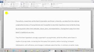 Formatting an Annotated Bibliography in Word