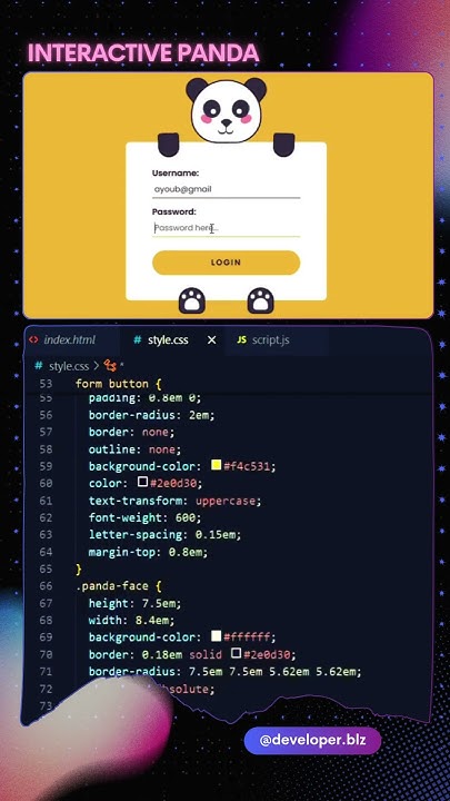 Interactive Panda Form With Javascript#css #html #javascript - YouTube