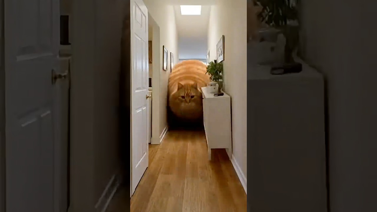 The giant cat crashes like a 3-ton Roomba｜巨大な猫は3トンのルンバ衝突🐱🐾💥 