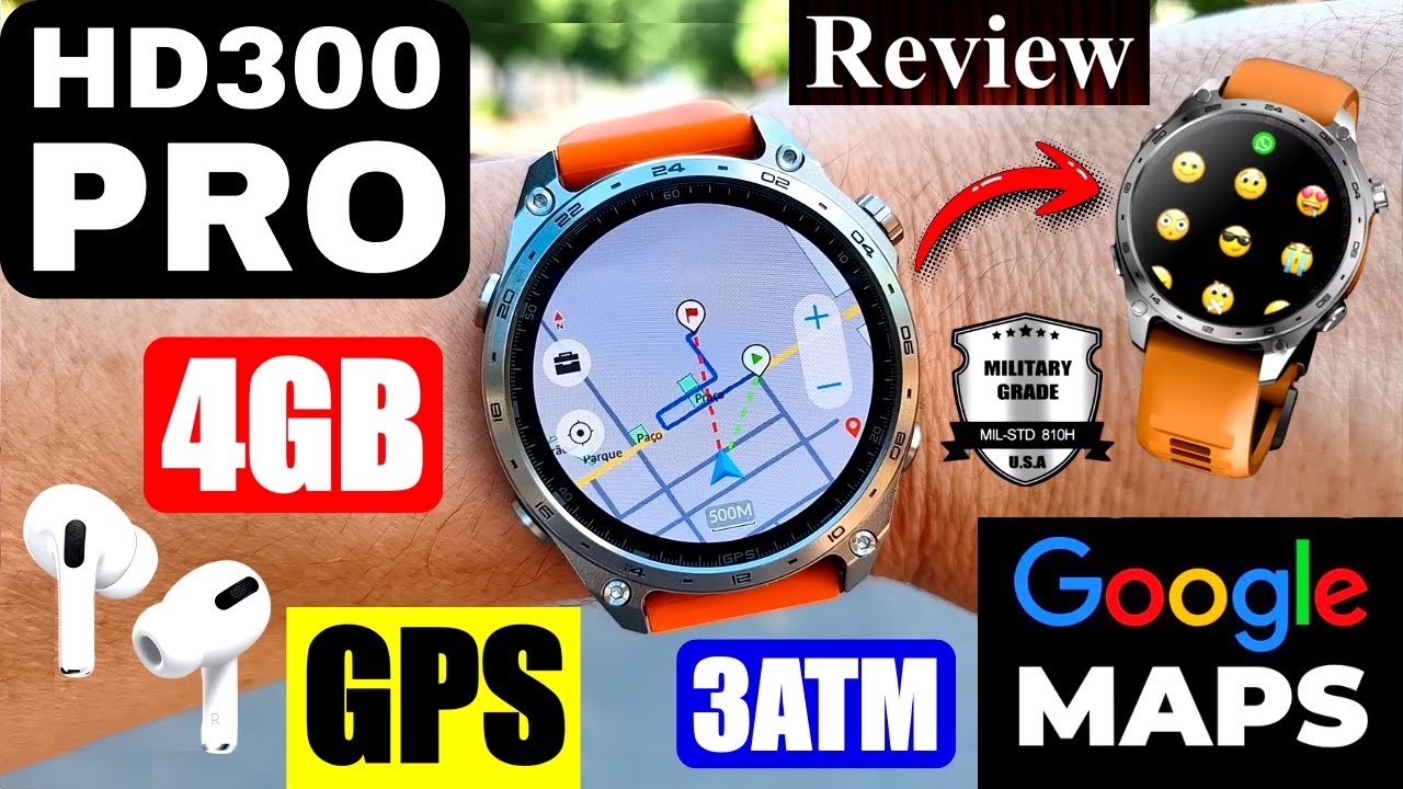REVIEW COMPLETO SMARTWATCH HD300 PRO! GPS, 4GB DE MEMÓRIA, MAPAS OFFLINE E ENVIA MSG DO WHATSAPP?