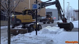 4K| Volvo EW140C, CAT 906M And Ljungby L11 in Snow Removal