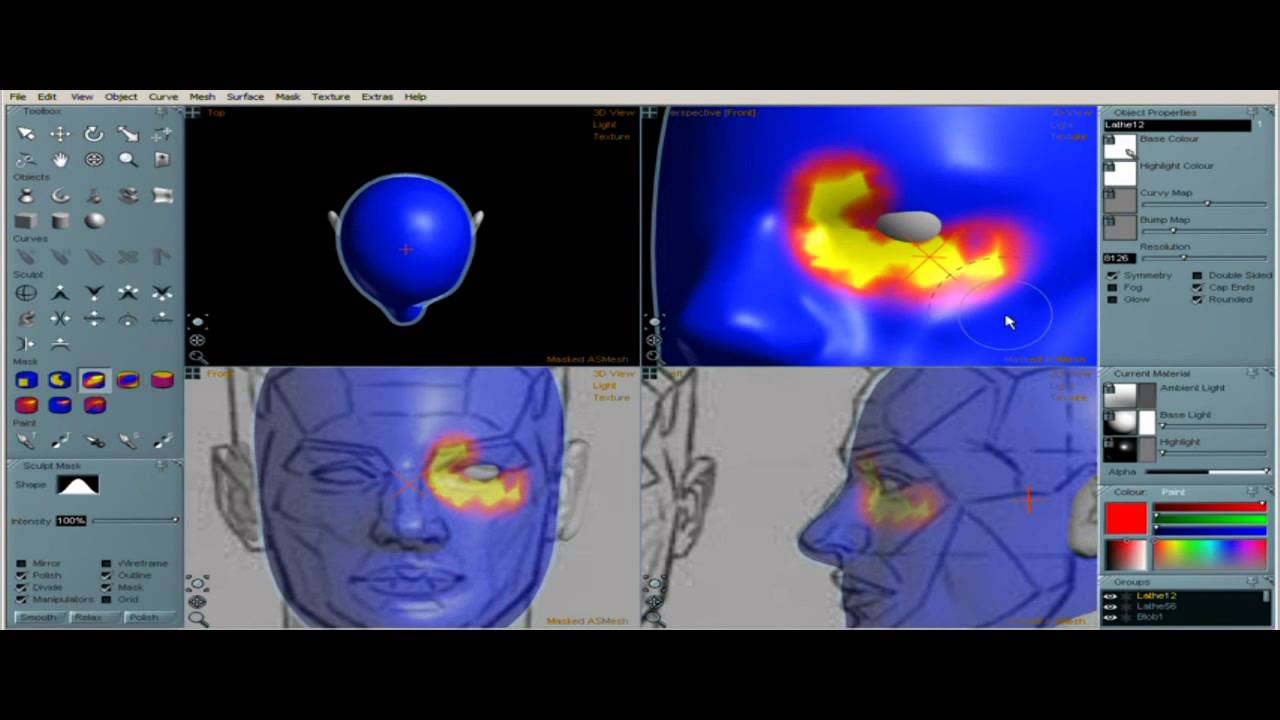 Head modeling tutorial - Curvy 3D v3 - Remix (take 2 :-) - YouTube