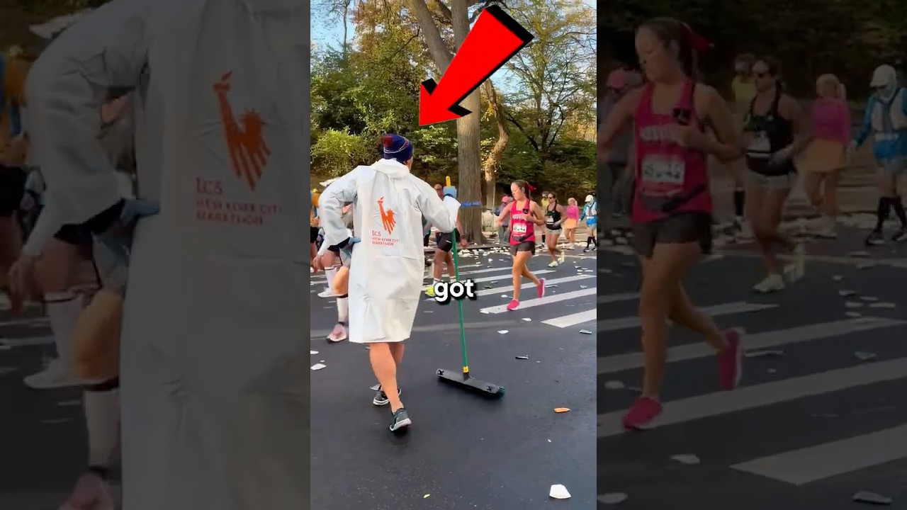Guy griefs people during marathon...
