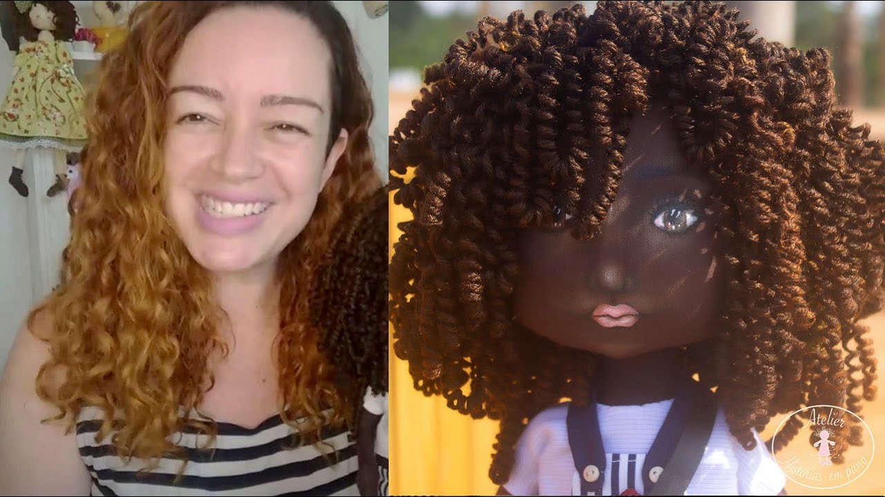 Dica de cabelo para boneca de pano.
