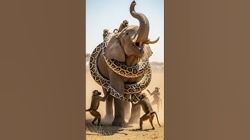 Baboon Saves Elephant from Giant Snake! 🐒🐘🐍 #shorts #animals #animalrescue #rescue