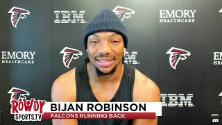 Atlanta's Bijan Robinson discusses his ability to make defenders miss tackles