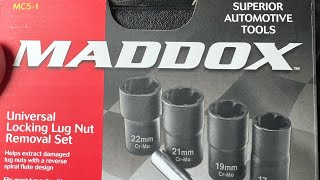Maddox Universal Locking Lug Nut Removal Set from Harbor Freight Review