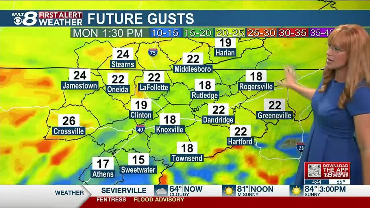 Spotty rain left for a breezy Monday - YouTube