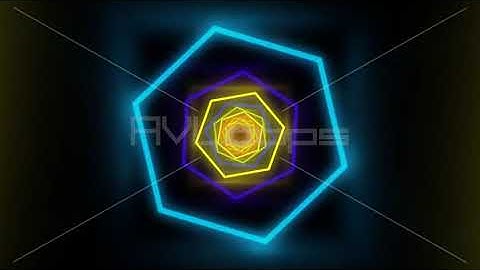 Fly in Moving Hexagon Rainbow Glowing Neon Lights Tunnel Corridor - IncrediVFX - AVloops