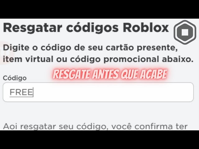 ROBLOX - RESGATE AGORA PRÊMIO GRÁTIS - TEMPO LIMITADO 