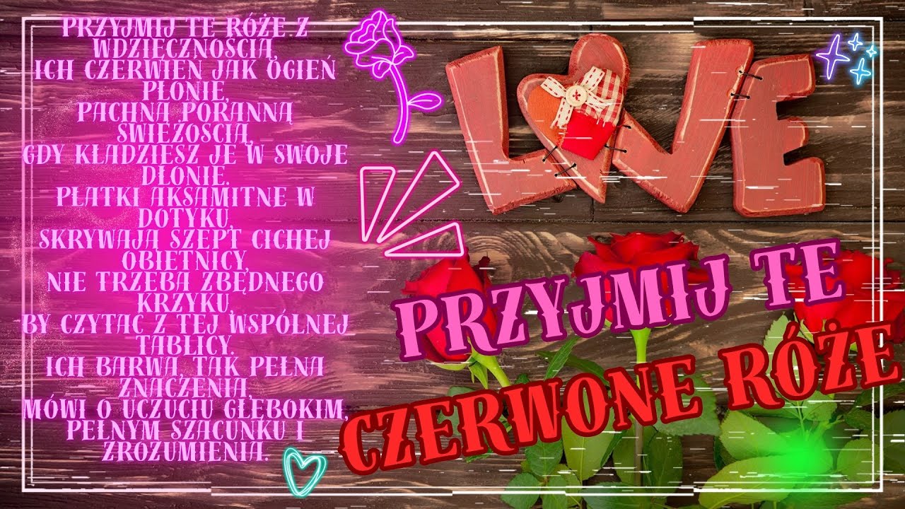💝Przyjmij te czerwone róże 🌹🌹 Choć kolec czasem rani dłoń czule, piękno ich koi największe bóle.😉