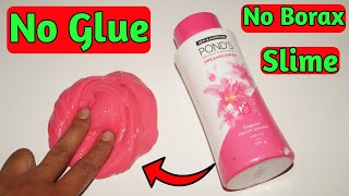 NO GLUE PONDS POWDER SLIME ASMR l How To Make Slime With Ponds Powder Without Glue Or Borax